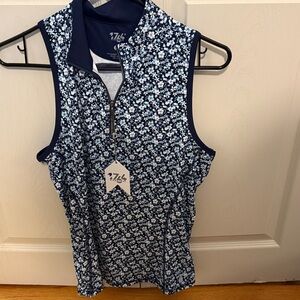 Signature Navy and White Floral Golf Top
